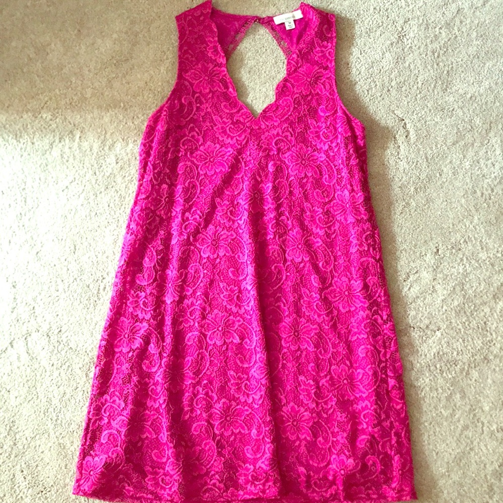 Pink, a-line, lace dress
